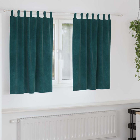 Tende con tende 2 pcs Verde Scuro 140 x 140 cm Velluto