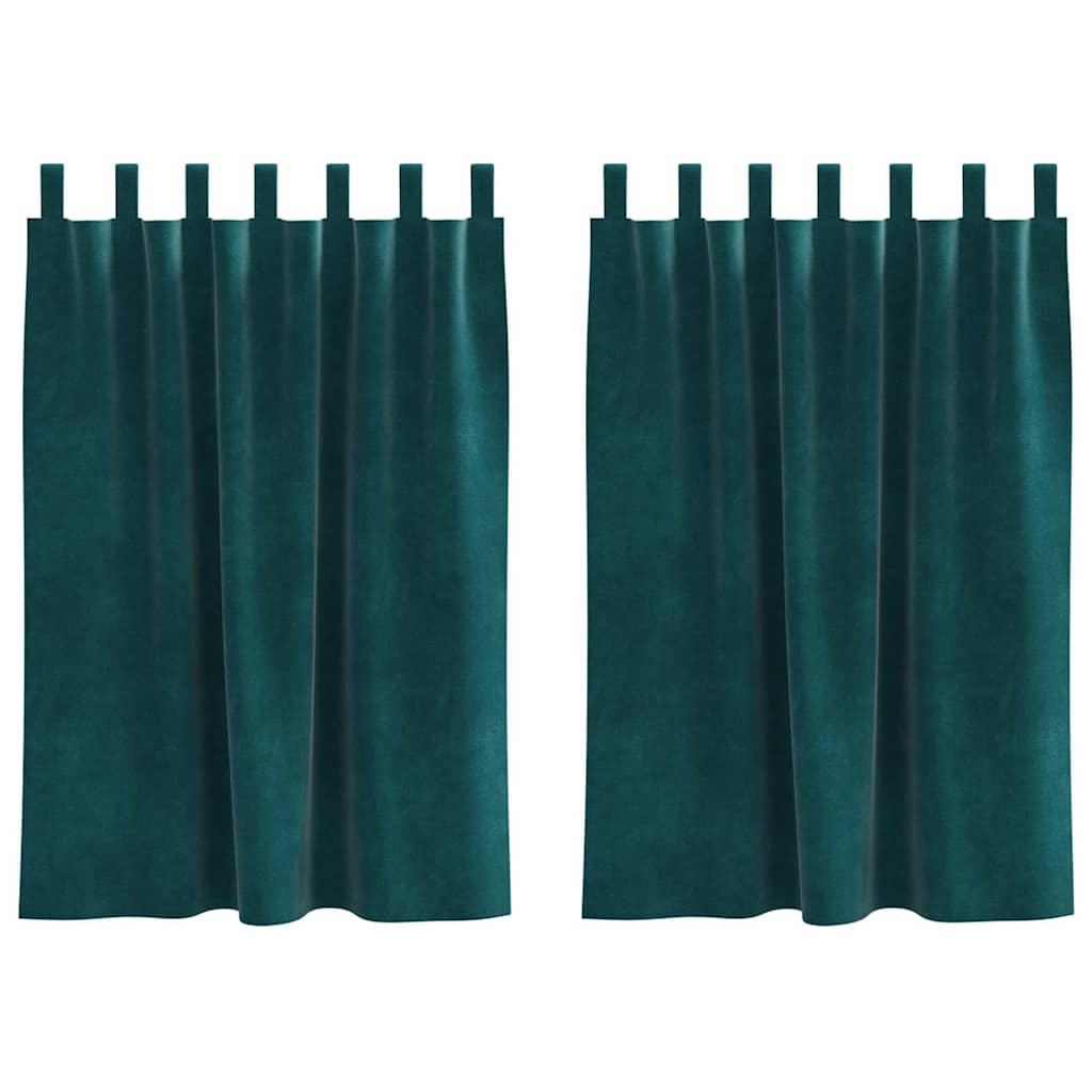 Tende con tende 2 pcs Verde Scuro 140 x 140 cm Velluto