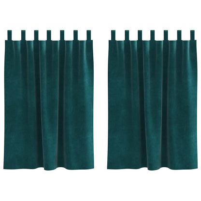 Tende con tende 2 pcs Verde Scuro 140 x 140 cm Velluto