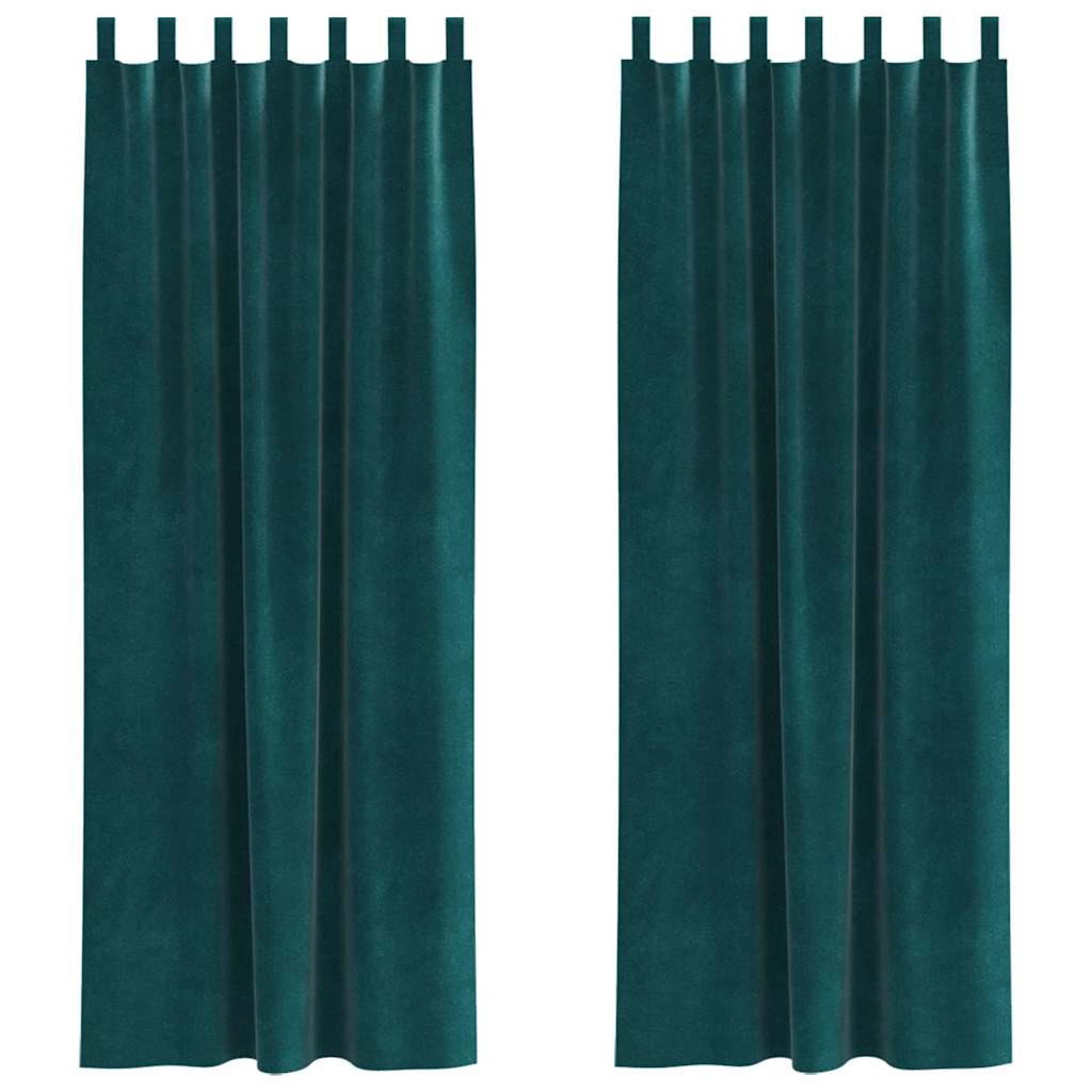 Tende oscuranti 2 pcs Verde Scuro 140 x 260 cm Velluto | homemem39