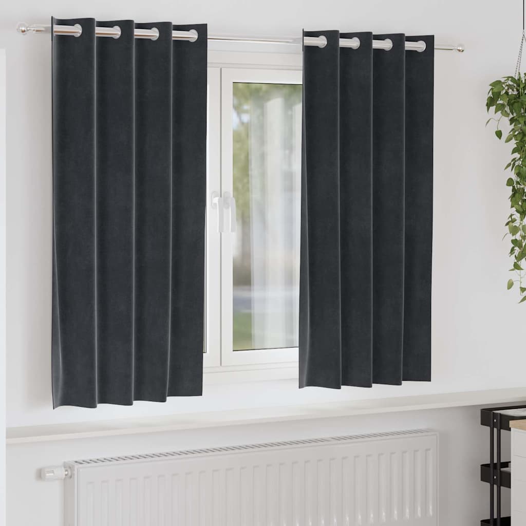Tende oscuranti 2 pcs Grigio scuro 140 x 175 cm Velluto | homemem39