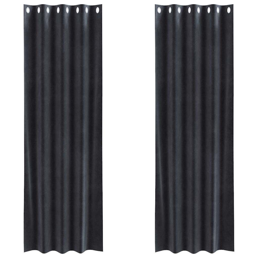 Tende oscuranti 2 pcs Grigio scuro 140 x 225 cm Velluto | homemem39