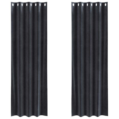 Tende oscuranti 2 pcs Grigio scuro 140 x 260 cm Velluto | homemem39