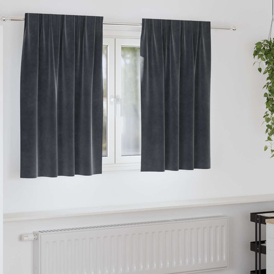 Tende oscuranti 2 pcs Grigio scuro 140 x 140 cm Velluto | homemem39