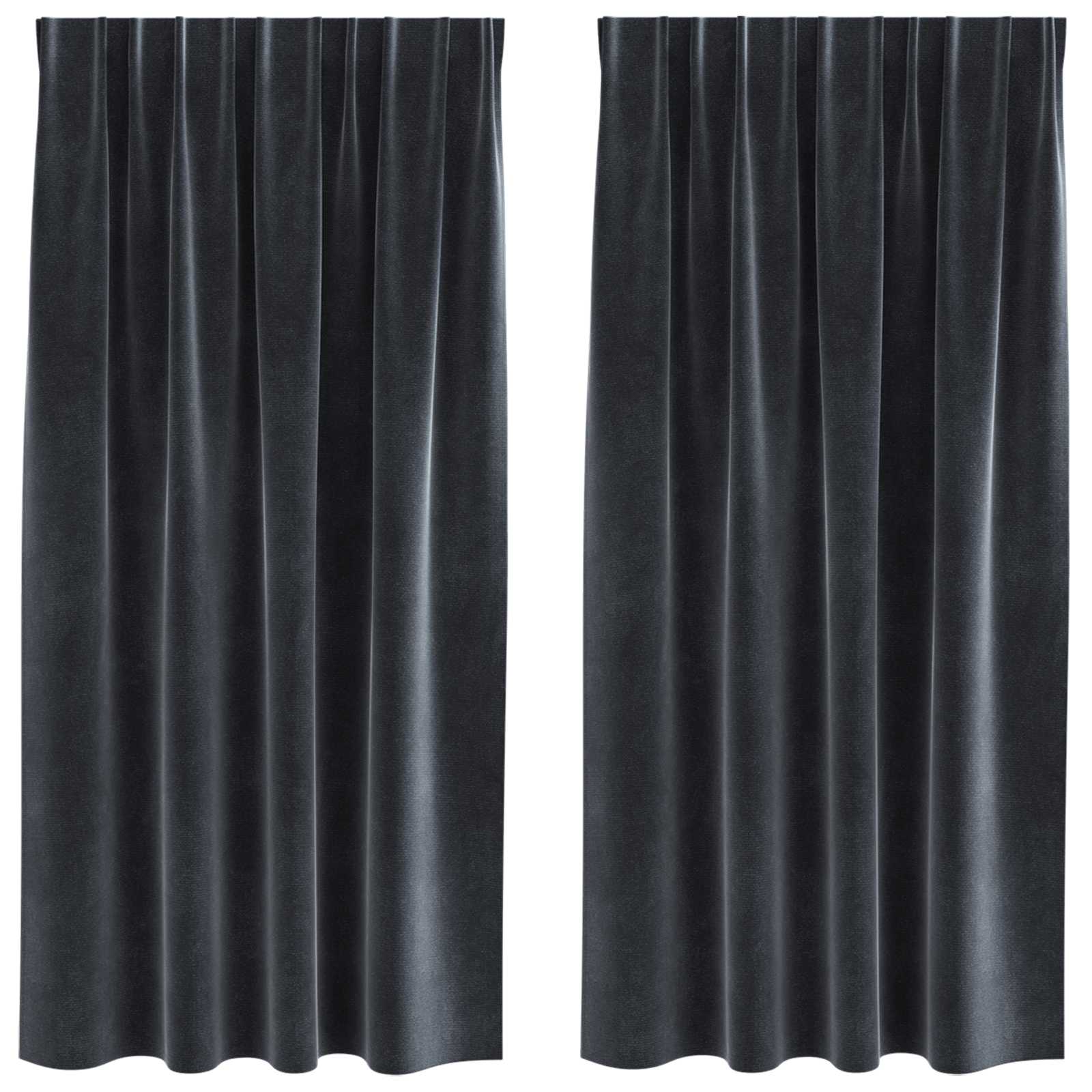 Tende oscuranti 2 pcs Grigio scuro 140 x 175 cm Velluto | homemem39
