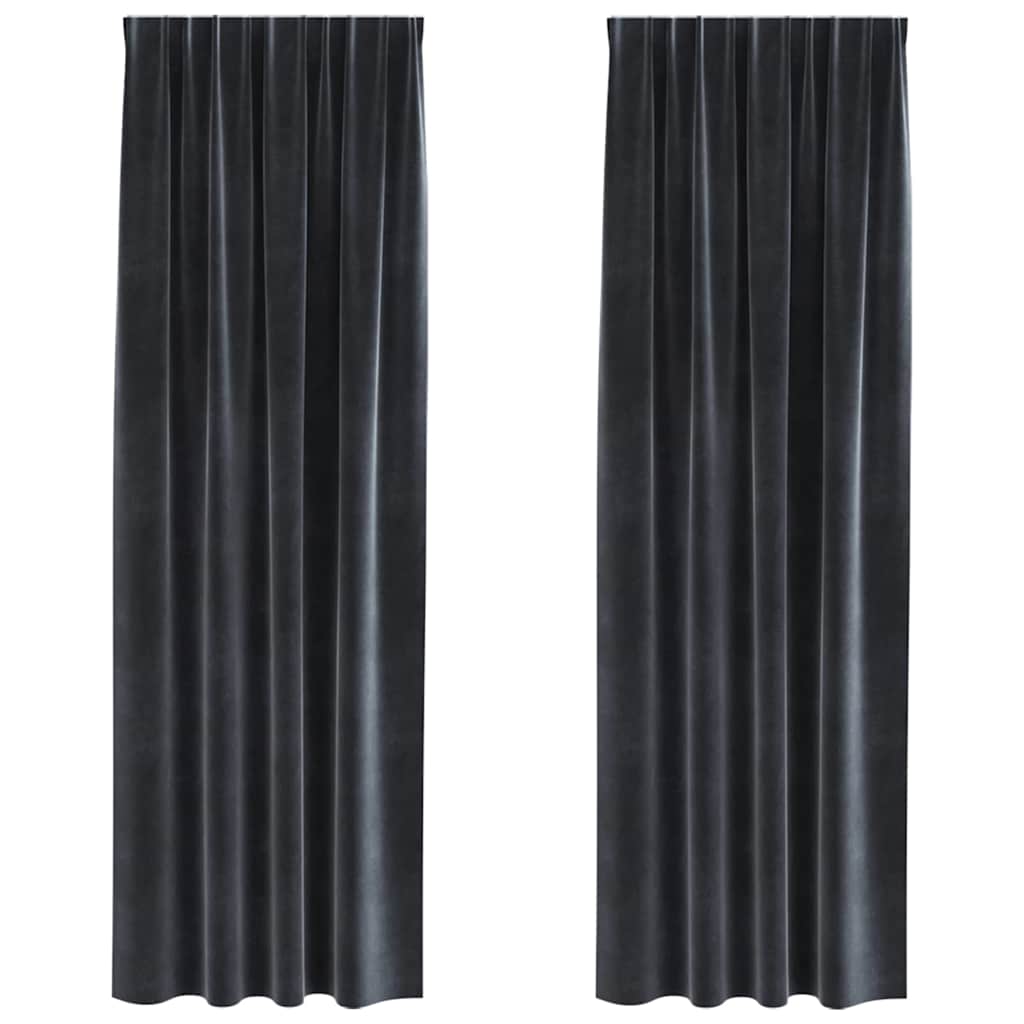 Tende oscuranti 2 pcs Grigio scuro 140 x 245 cm Velluto | homemem39