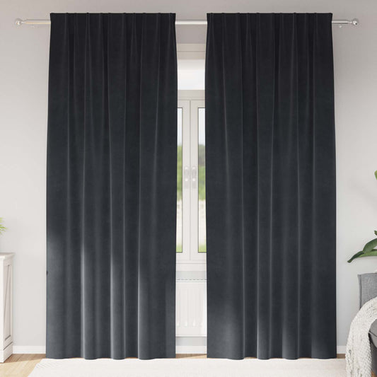 Tende oscuranti 2 pcs Grigio scuro 140 x 260 cm Velluto | homemem39