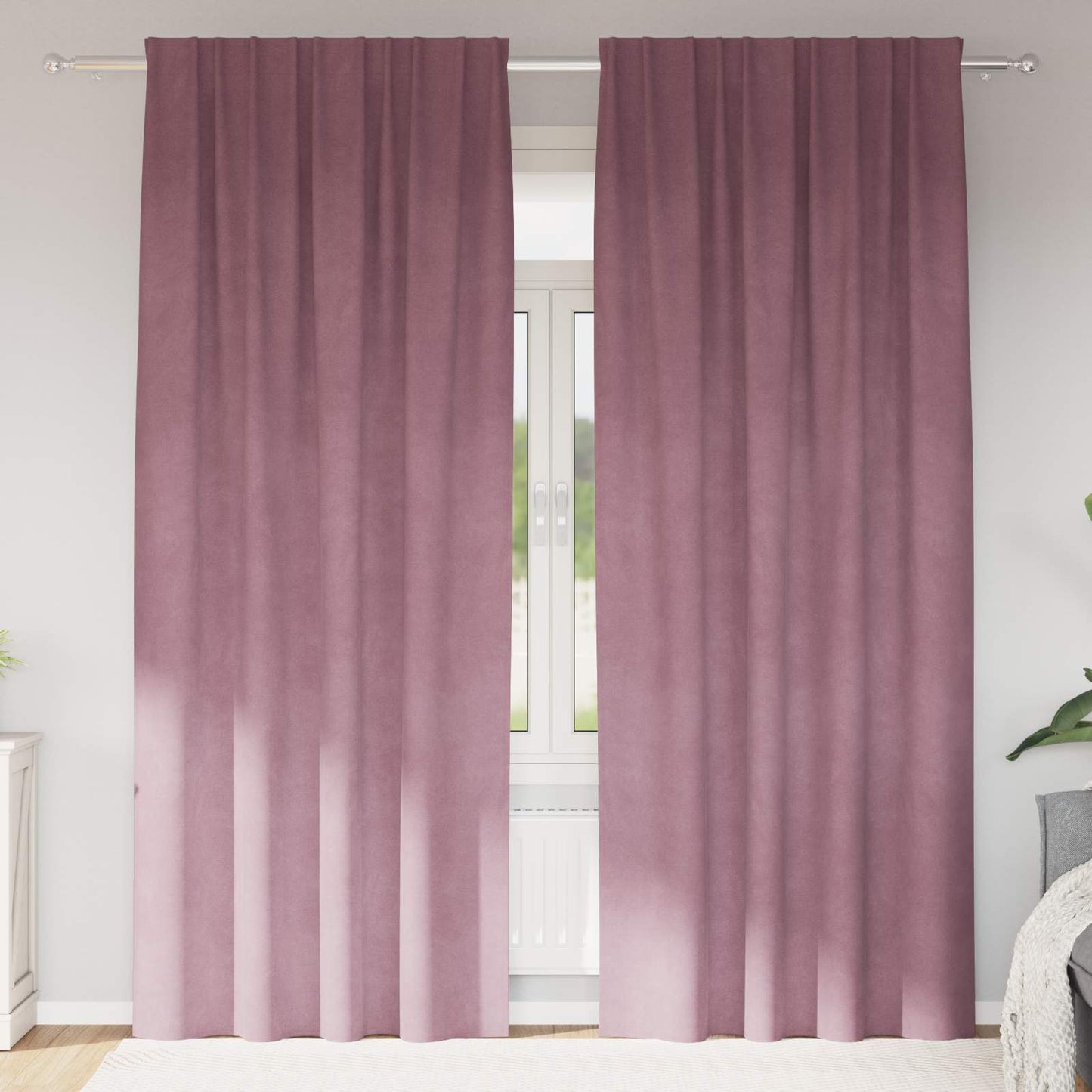 Tende oscuranti 2 pcs Rosa scuro 140 x 245 cm Velluto | homemem39