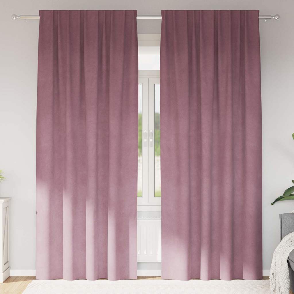 Tende con tende 2 pcs Rosa scuro 140 x 260 cm Velluto
