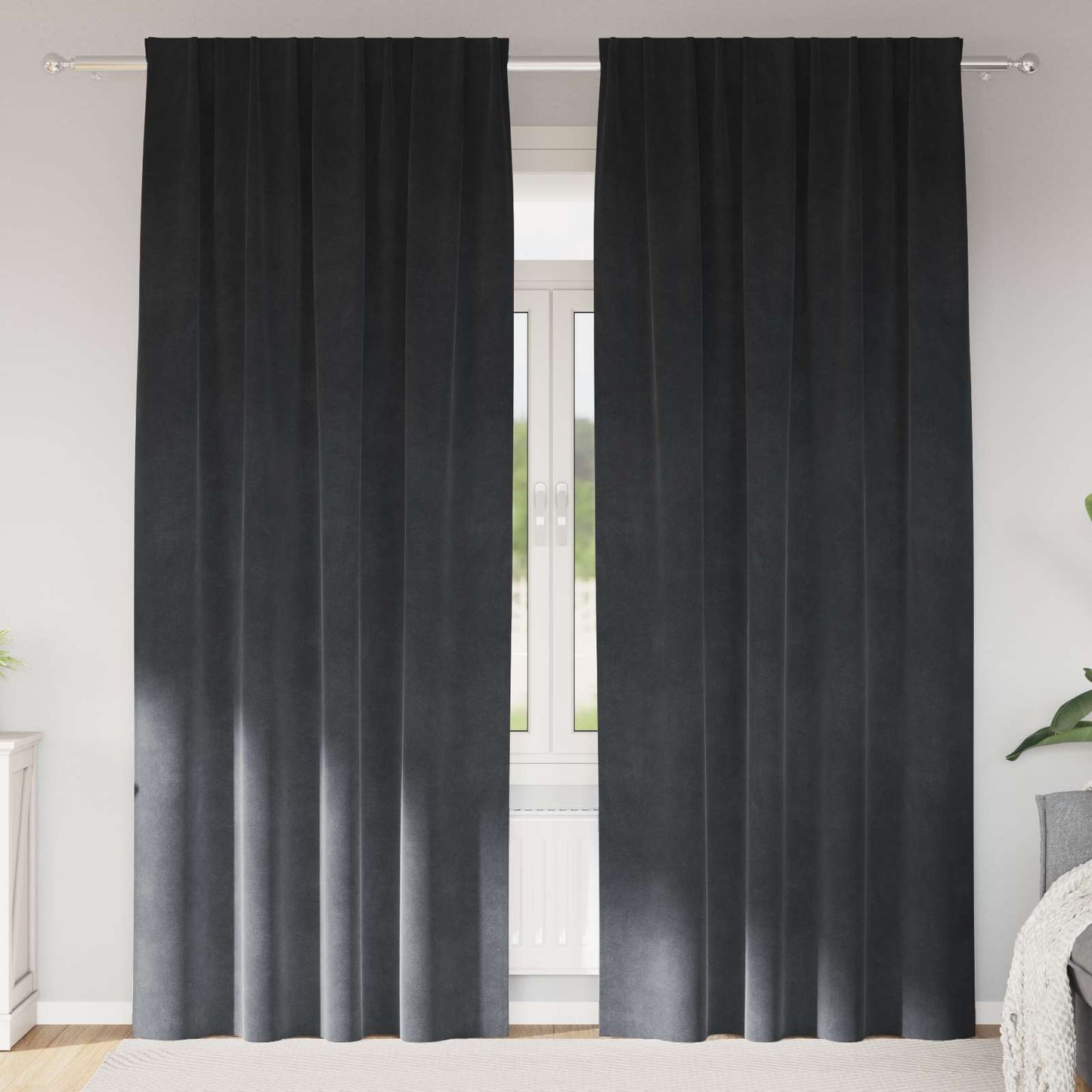 Tende oscuranti 2 pcs Grigio chiaro 140 x 260 cm Velluto | homemem39