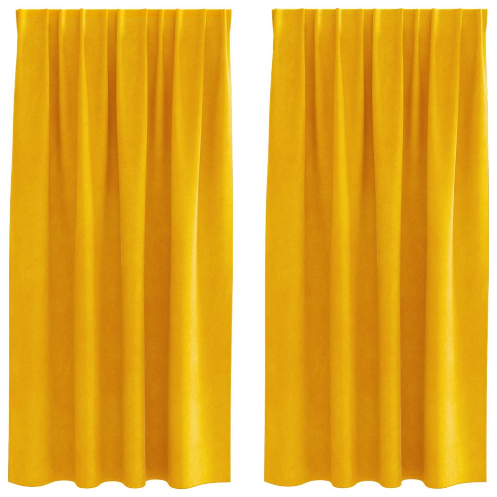 Tende oscuranti 2 pcs Giallo senape 140 x 175 cm Velluto