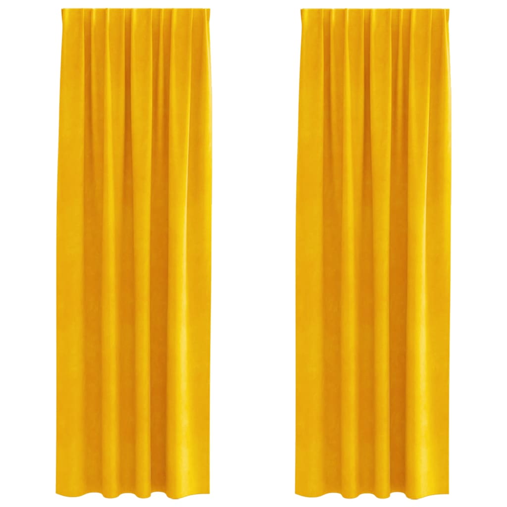 Tende oscuranti 2 pcs Giallo senape 140 x 245 cm Velluto