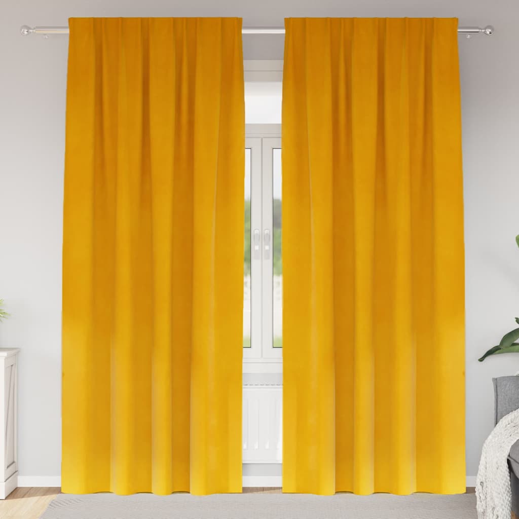 Tende oscuranti 2 pcs Giallo senape 140 x 260 cm Velluto | homemem39