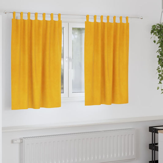 Tende oscuranti 2 pcs Giallo senape 140 x 140 cm Velluto | homemem39