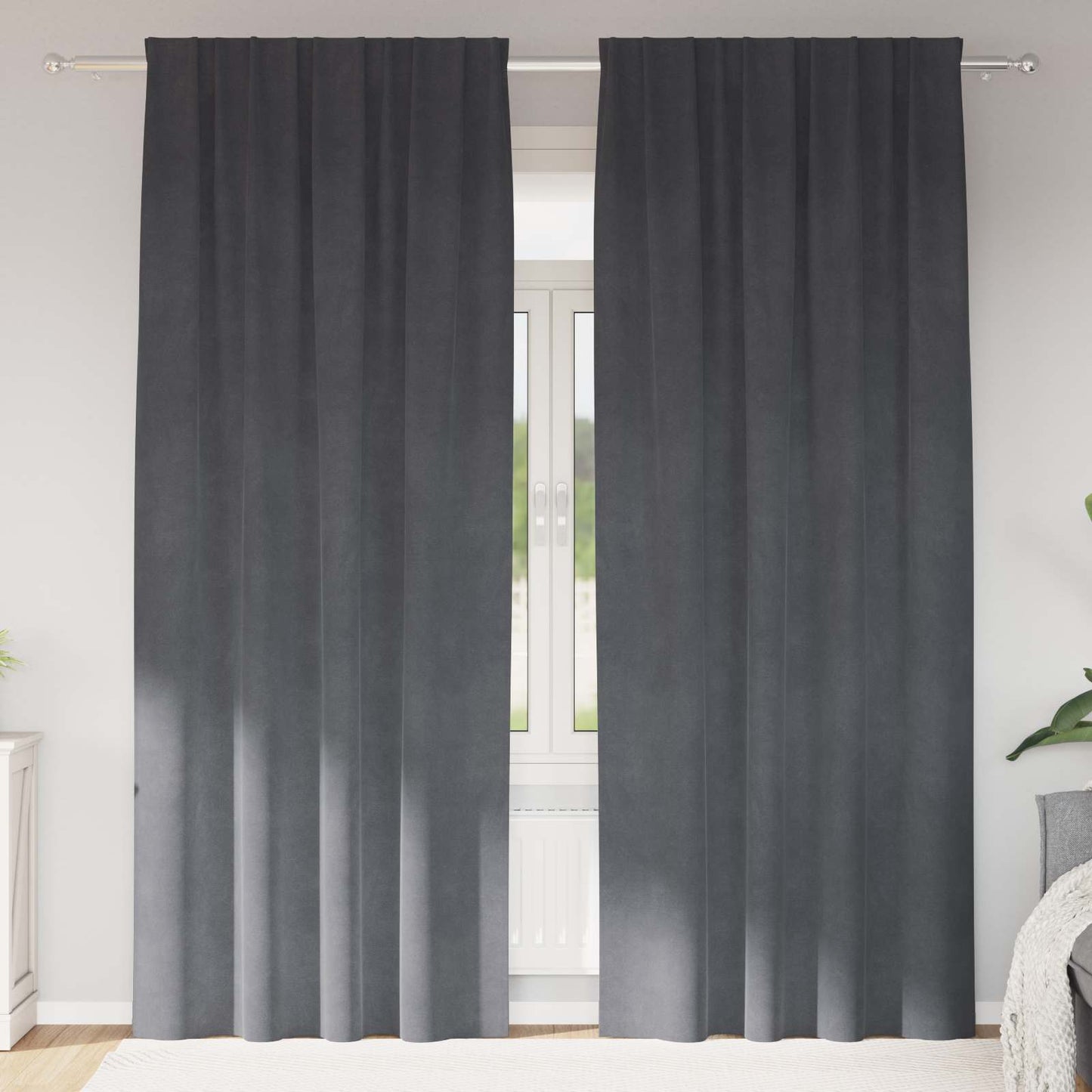 Tende oscuranti 2 pcs Grigio chiaro 140 x 245 cm Velluto | homemem39