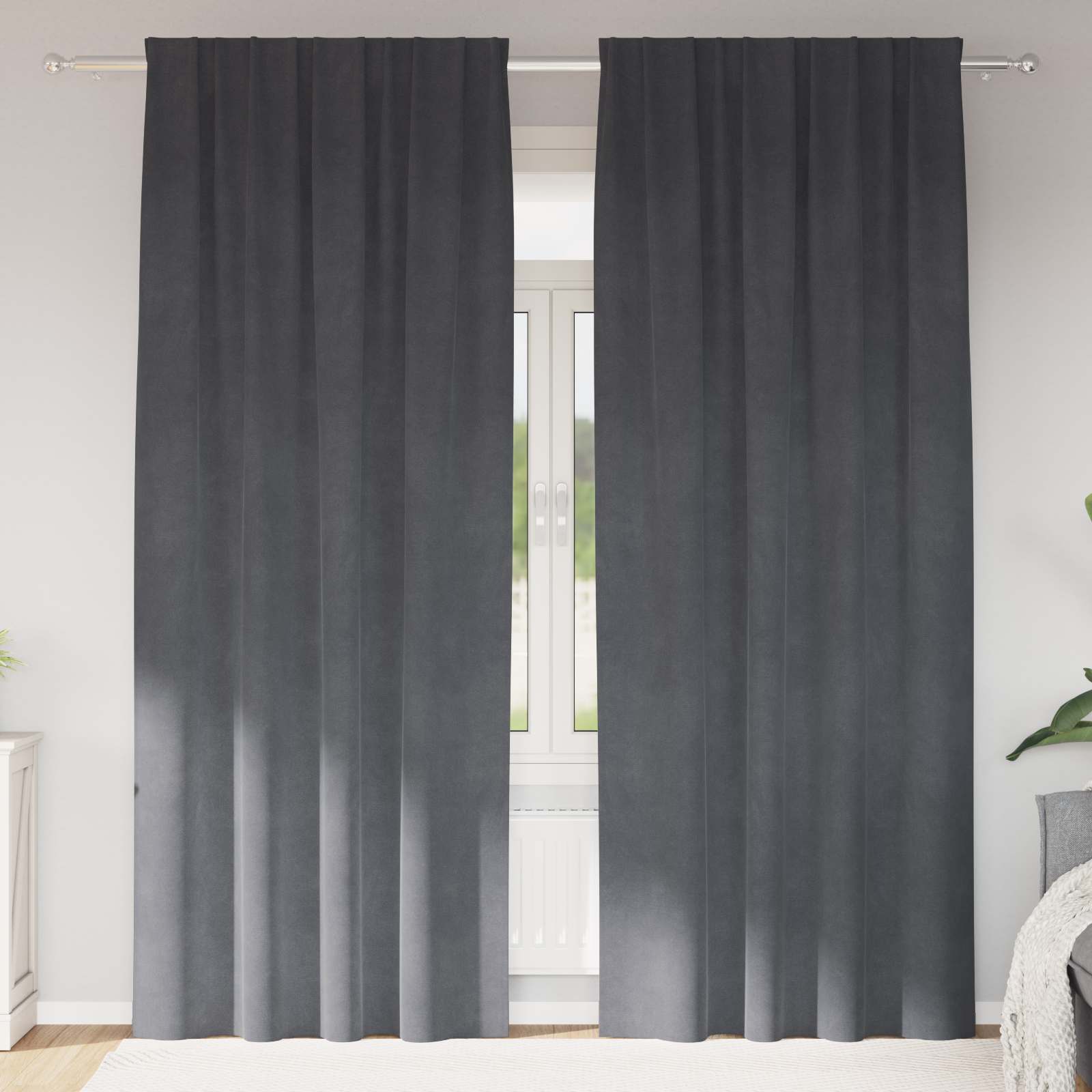 Tende oscuranti 2 pcs Grigio chiaro 140 x 260 cm Velluto | homemem39