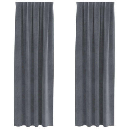 Tende oscuranti 2 pcs Grigio chiaro 140 x 260 cm Velluto | homemem39