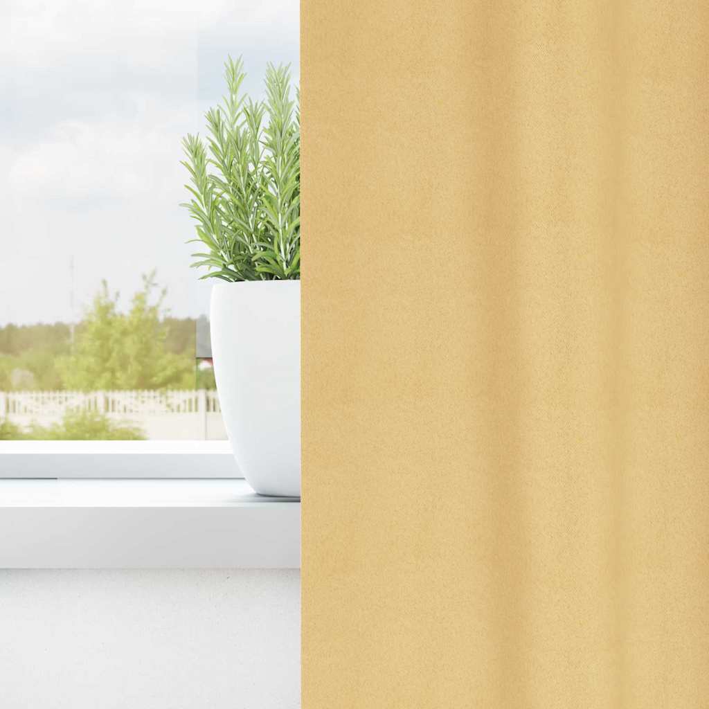 Tende Blackout con Anelli 2 pcs Beige 140 x 140 cm Poliestere | homemem39