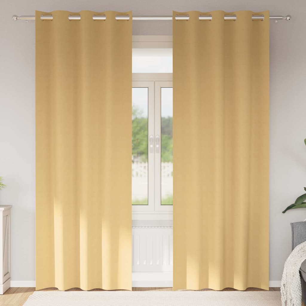 Tende Blackout con Anelli 2 pcs Beige 225 x 140 cm Poliestere | homemem39
