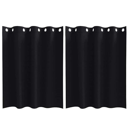 Tende Blackout con Anelli 2 pcs Nero 140 x 140 cm Poliestere | homemem39