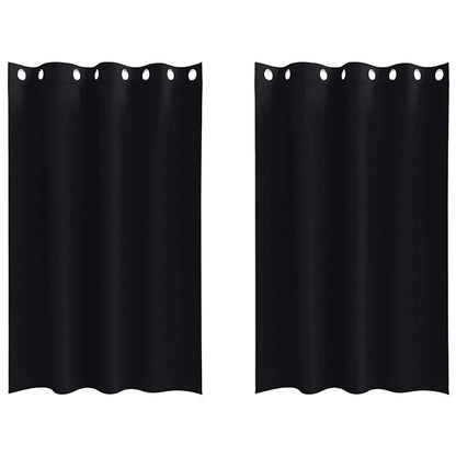 Tende Blackout con Anelli 2 pcs Nero 175 x 140 cm Poliestere | homemem39