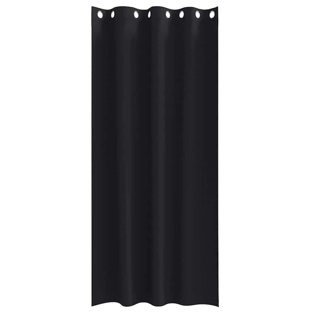 Tende Blackout con Anelli 2 pcs Nero 225 x 140 cm Poliestere | homemem39
