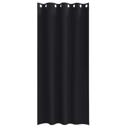 Tende Blackout con Anelli 2 pcs Nero 225 x 140 cm Poliestere | homemem39