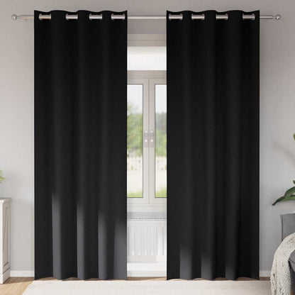 Tende Blackout con Anelli 2 pcs Nero 245 x 140 cm Poliestere | homemem39