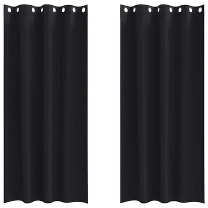 Tende Blackout con Anelli 2 pcs Nero 245 x 140 cm Poliestere | homemem39