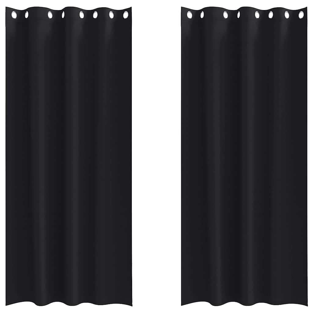 Tende Blackout con Anelli 2 pcs Nero 260 x 140 cm Poliestere | homemem39
