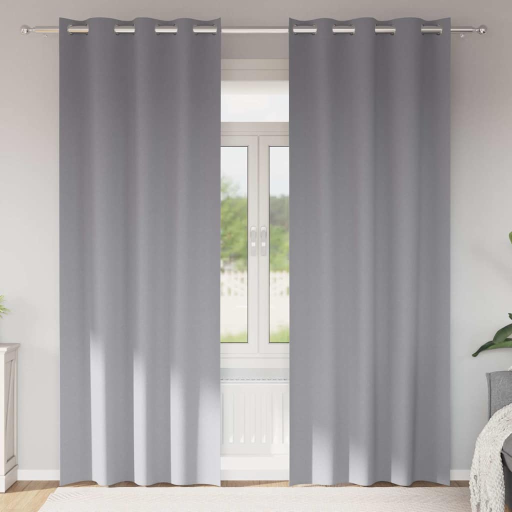Tende Blackout con Anelli 2 pcs Grigio chiaro 260 x 140 cm | homemem39