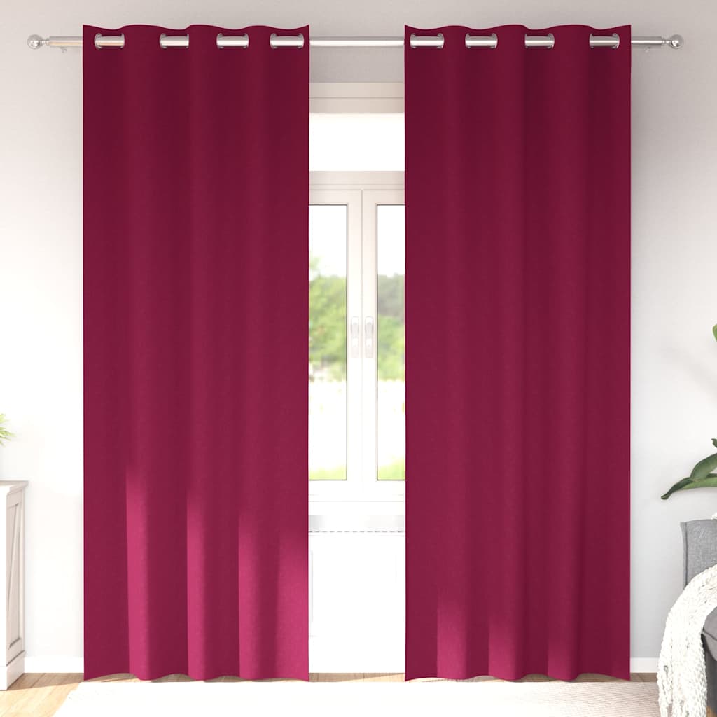Tende Blackout con Anelli 2 pcs Rosso Vino 225 x 140 cm
