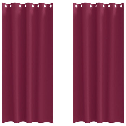 Tende Blackout con Anelli 2 pcs Rosso Vino 225 x 140 cm