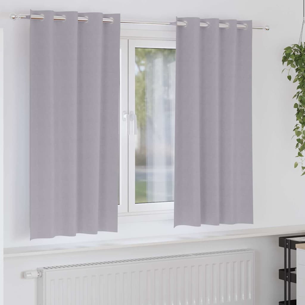 Tende Blackout con Anelli 2 pcs Grigio Metallico 175 x 140 cm | homemem39