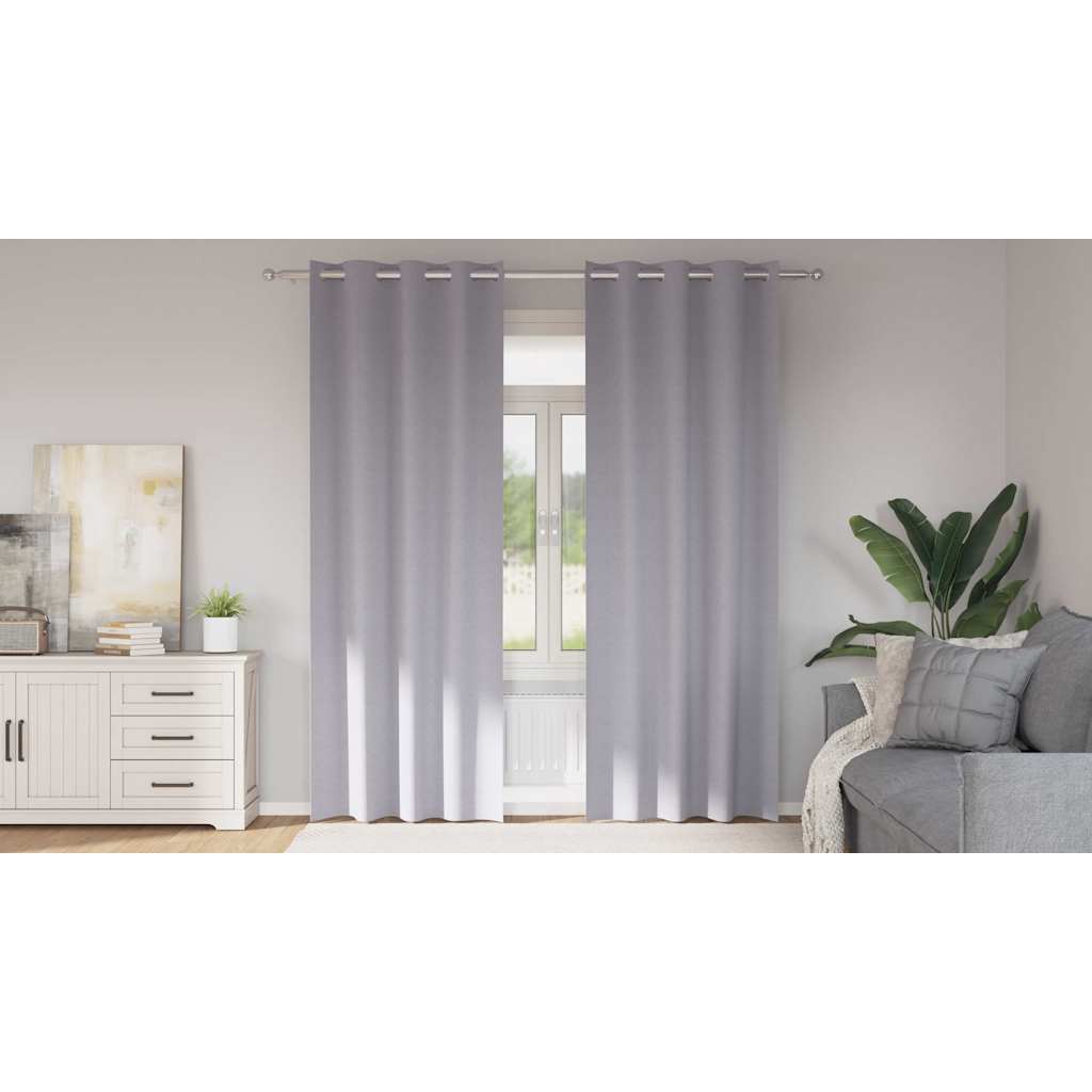 Tende Blackout con Anelli 2 pcs Grigio Metallico 260 x 140 cm | homemem39
