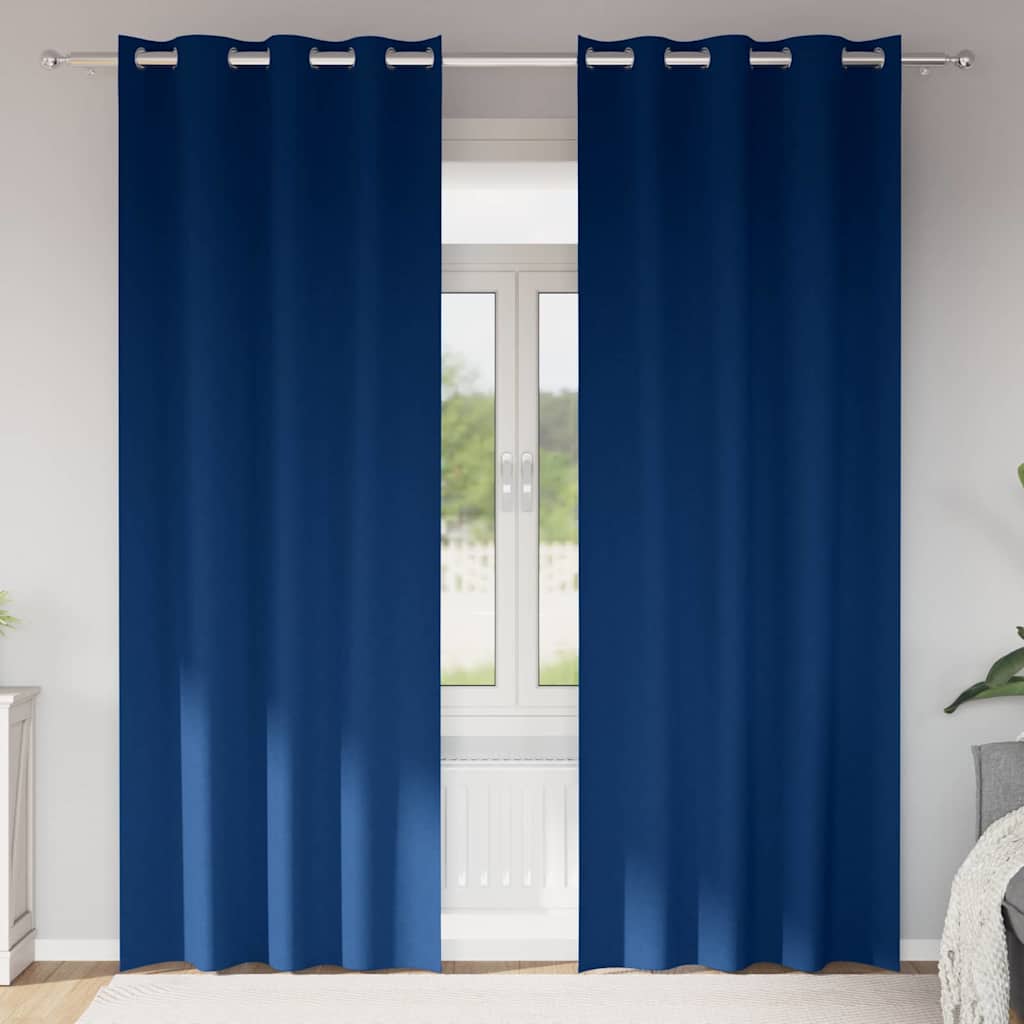 Tende Blackout con Anelli 2 pcs Blu Scuro 225 x 140 cm | homemem39