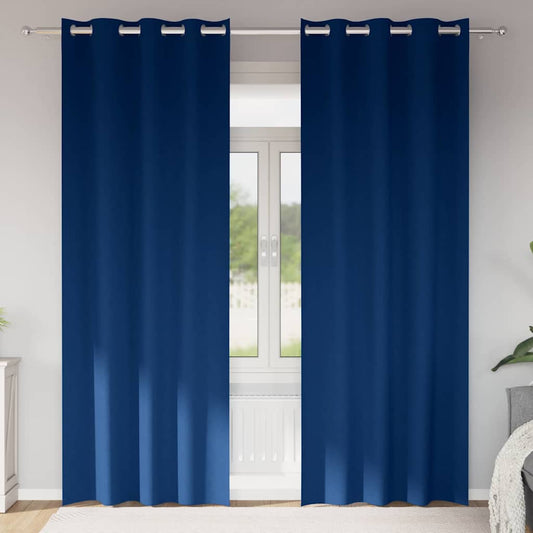Tende Blackout con Anelli 2 pcs Blu Scuro 260 x 140 cm