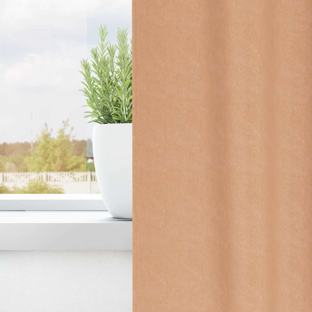 Tende Blackout con Anelli 2 pcs Marrone Chiaro 225 x 140 cm | homemem39