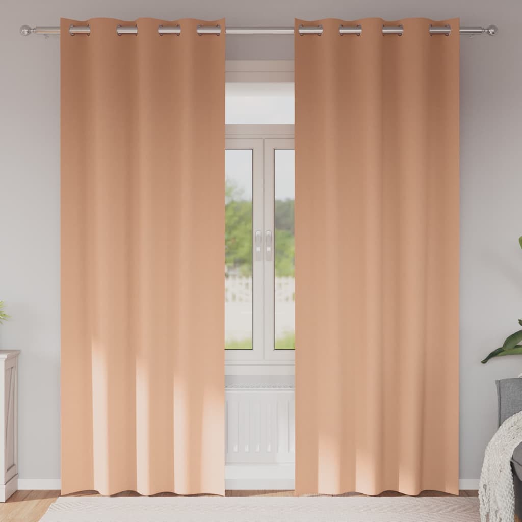 Tende Blackout con Anelli 2 pcs Marrone Chiaro 225 x 140 cm | homemem39