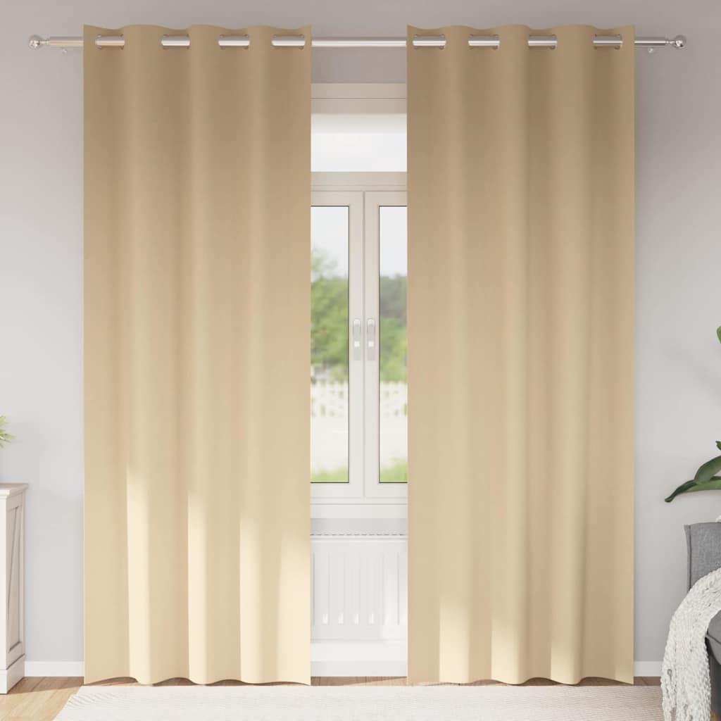 Tende Blackout con Anelli 2 pcs Crema 260 x 140 cm Poliestere | homemem39