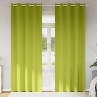 Tende Blackout con Anelli 2 pcs Verde 225 x 140 cm Poliestere