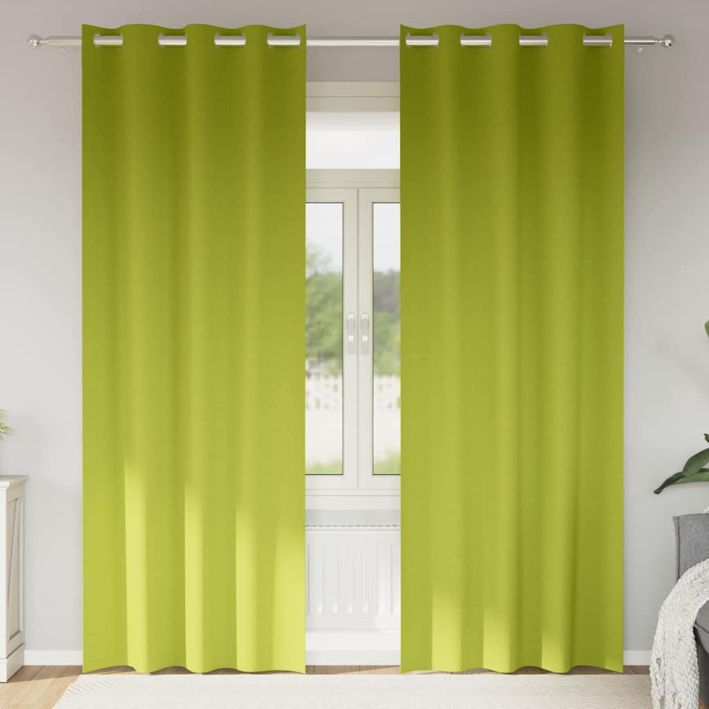 Tende Blackout con Anelli 2 pcs Verde 260 x 140 cm Poliestere | homemem39