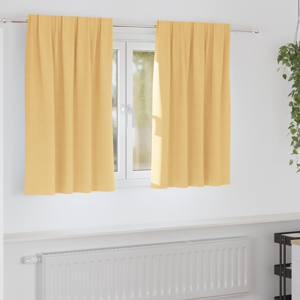 Tende Blackout con Anelli 2 pcs Beige 140 x 140 cm Poliestere | homemem39