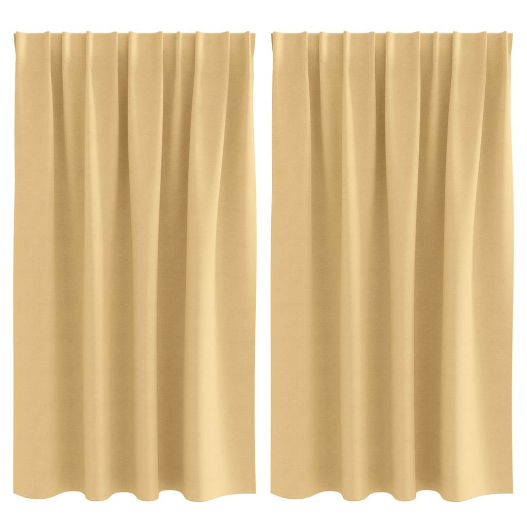 Tende Blackout con Anelli 2 pcs Beige 140 x 140 cm Poliestere | homemem39