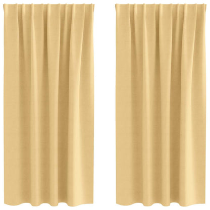 Tende Blackout con Anelli 2 pcs Beige 175 x 140 cm Poliestere | homemem39