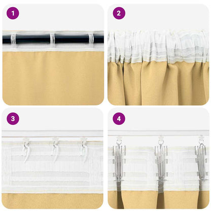 Tende Blackout con Anelli 2 pcs Beige 225 x 140 cm Poliestere | homemem39