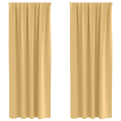 Tende Blackout con Anelli 2 pcs Beige 225 x 140 cm Poliestere | homemem39