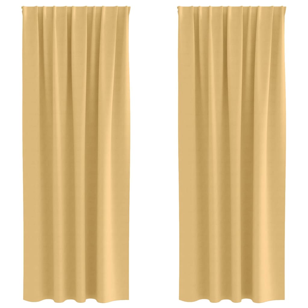Tende Blackout con Anelli 2 pcs Beige 260 x 140 cm Poliestere | homemem39
