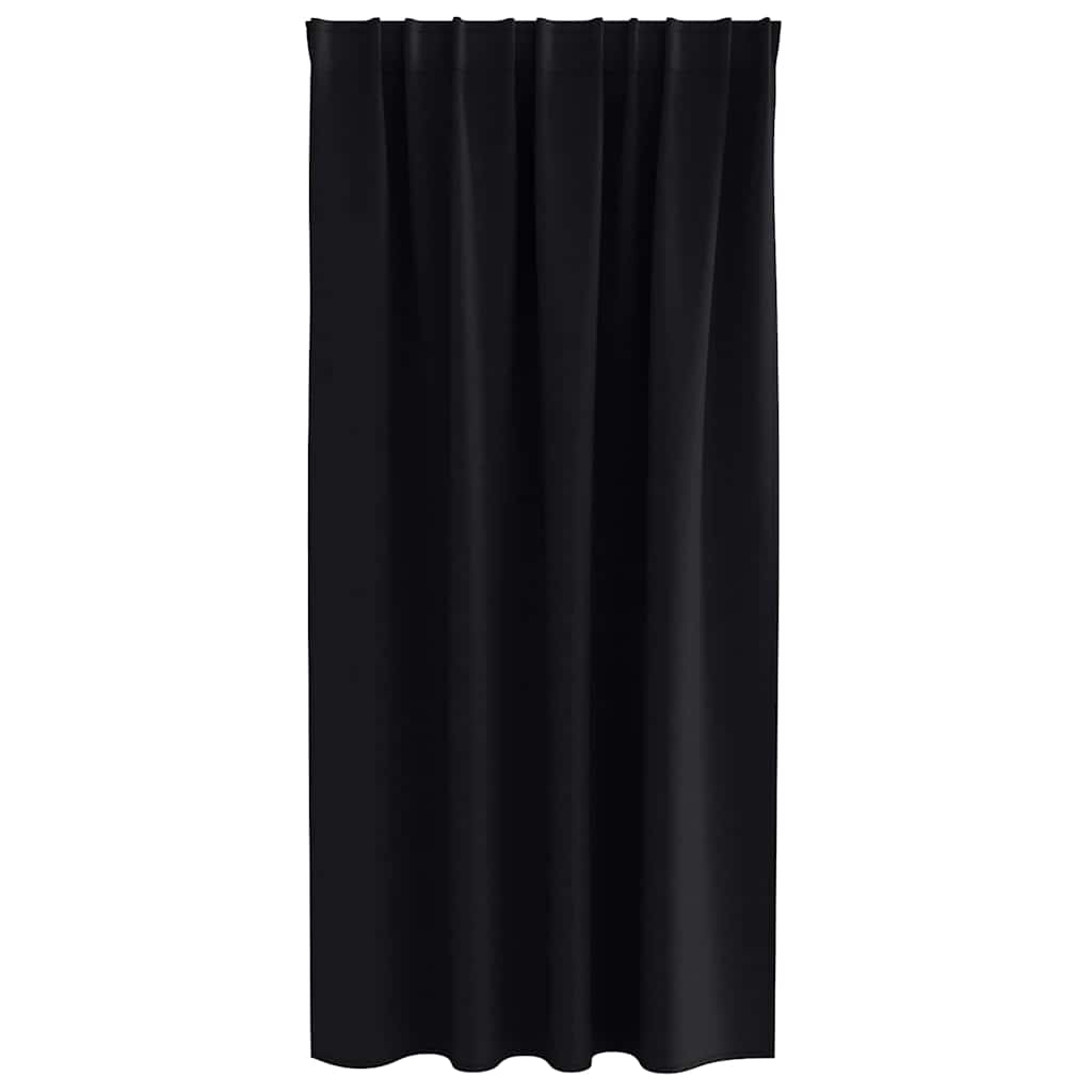 Tende Blackout con Anelli 2 pcs Nero 175 x 140 cm Poliestere | homemem39