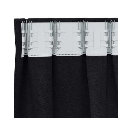 Tende Blackout con Anelli 2 pcs Nero 225 x 140 cm Poliestere | homemem39